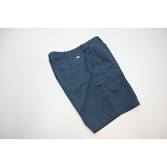 Izod Ripstop Cargo Shorts Khaki Chino Blue Baggy Flat Mens Size 38 - Picture 1 of 7